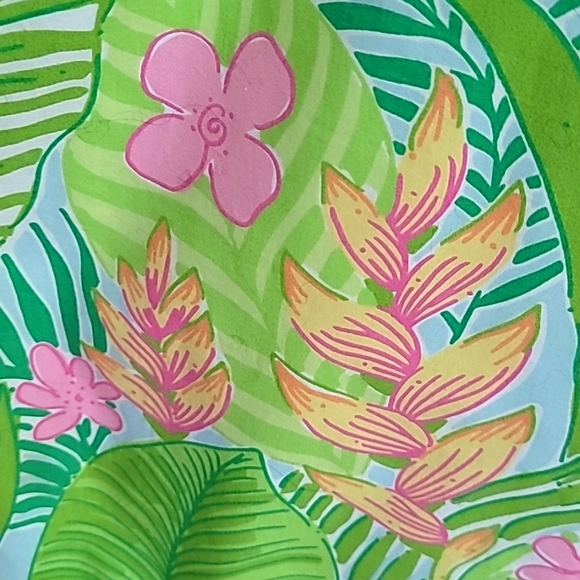 Lilly Pulitzer Botanical Garden Skirt with pink scalloped trim. EUC - Picture 2 of 7